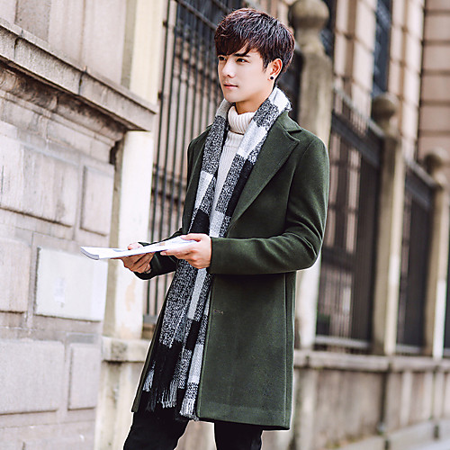 

men's decent windproof single breasted long winter coat overcoat