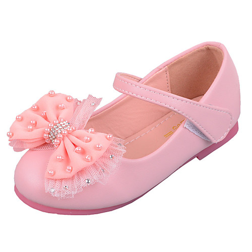 

Girls' Flats Comfort Flower Girl Shoes Princess Shoes Patent Leather PU Little Kids(4-7ys) Daily Party & Evening Walking Shoes Bowknot Pearl White Pink Fall Spring