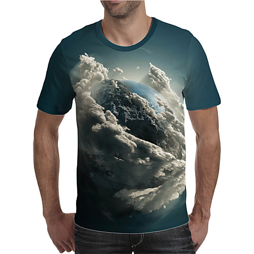 

Men's T shirt 3D Print Graphic Plus Size Print Short Sleeve Daily Tops Elegant Exaggerated Blue