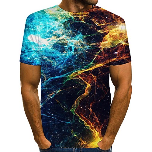 

Men's T shirt 3D Print Graphic Print Short Sleeve Daily Tops Streetwear Yellow