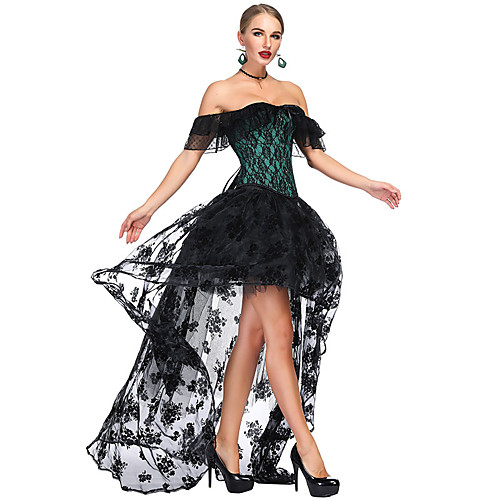 

Women's Buckle Corset Dresses - Color Block, Lace Green S M L
