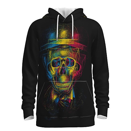 

Men's Pullover Hoodie Sweatshirt Graphic 3D Skull Front Pocket Halloween Daily 3D Print 3D Print Halloween Hoodies Sweatshirts Rainbow