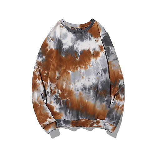 

Men's Pullover Sweatshirt Tie Dye Daily Basic Hoodies Sweatshirts Brown