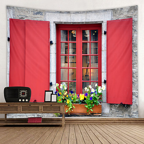 

Flowers Red Windows Digital Printed Tapestry Classic Theme Wall Decor 100% Polyester Contemporary Wall Art Wall Tapestries Decoration