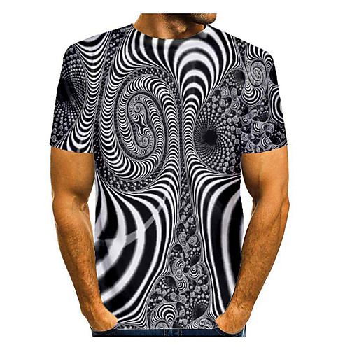 

Men's T shirt 3D Print Graphic Abstract 3D Print Short Sleeve Daily Tops Black / White