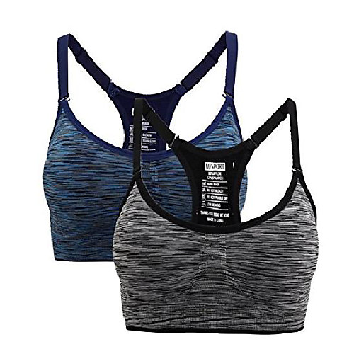 

women's seamless comfort sports bra medium support workout yoga bras pack (l fits 34b 34c 34d 36a 36b 36c, 5 pack- blue rose grey green purple)