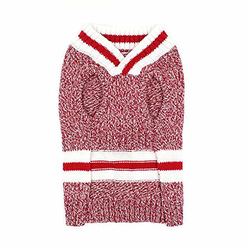 

little-star dog sweaters small dogs v neck mixed color pet dog knitwear wool puppy winter coat cat clothes kitten sweaters,red,xs