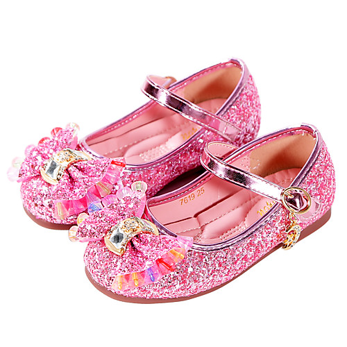 

Girls' Flats Comfort Flower Girl Shoes Princess Shoes Patent Leather PU Little Kids(4-7ys) Daily Party & Evening Walking Shoes Rhinestone Bowknot Blue Pink Silver Fall Spring