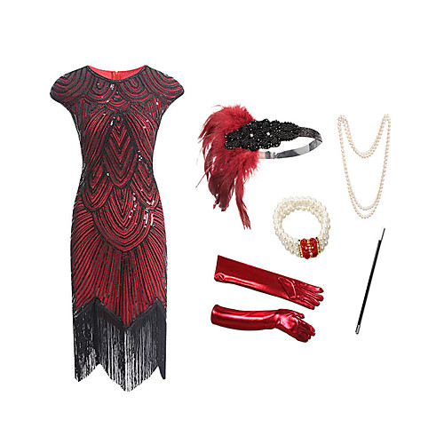 

Charleston Vintage 1920s The Great Gatsby Charleston Dance Costumes 1 Necklace Paillette Women's Party Theme Party Sleeveless Natural Polyester