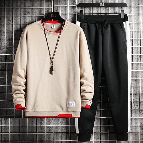 

Men's 2 Piece Tracksuit Sweatsuit Jogging Suit Long Sleeve 2pcs Thermal Warm Breathable Soft Running Walking Jogging Sportswear Jacket and Sweatpants Athletic Clothing Set Athleisure Wear Sweatshirt