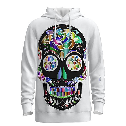 

Men's Pullover Hoodie Sweatshirt Graphic 3D Skull Front Pocket Halloween Daily 3D Print 3D Print Halloween Hoodies Sweatshirts Rainbow