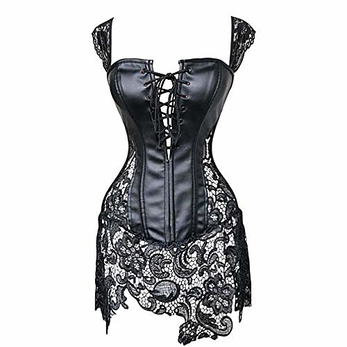 

Women Faux Leather Lace Steampunk Bustier Corset Gothic Sexy Lingerie Body Shaper