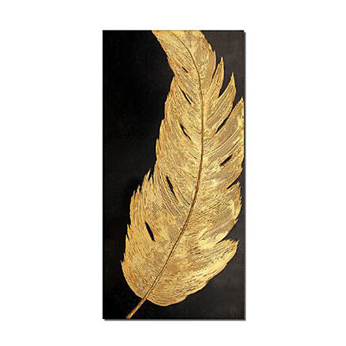 

Frame-less 3D Abstract Golden Feather 100% Hand Painted Oil Painting On Canvas Handmade Modern Canvas Wall Art For Living Room Home Decor