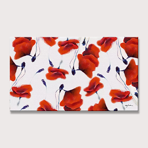 

Oil Painting Hand Painted Horizontal Abstract Floral / Botanical Modern Rolled Canvas (No Frame)