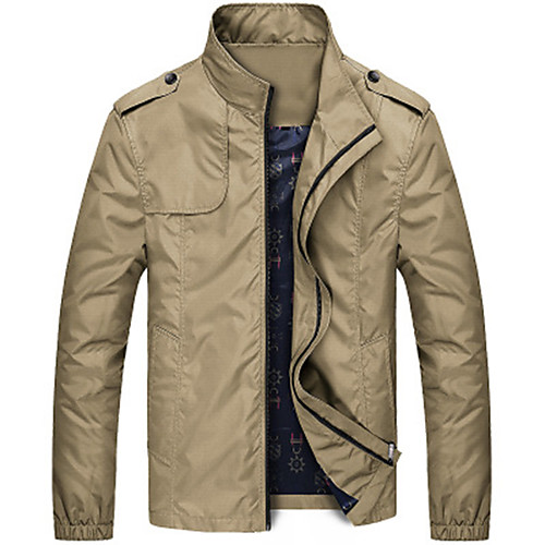 

men's bomber jacket casual slim fit lightweight softshell zipper windbreakers sport coat khaki s