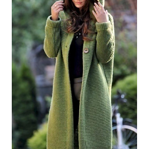 

Women's Basic Knitted Solid Color Cardigan Cotton Long Sleeve Sweater Cardigans Hooded Fall Winter Red Yellow Blushing Pink