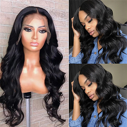

New European and American big wave curl wig women's front lace wig black split long curly hair wig Headcover