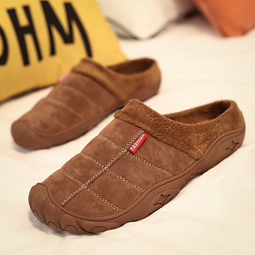 

Men's Clogs & Mules Casual Daily Outdoor Home Walking Shoes Suede Breathable Warm Non-slipping Black Brown Winter