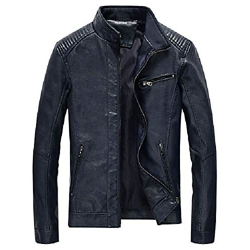 

jacket men black slim fit motorcyle lightweight, blue, medium