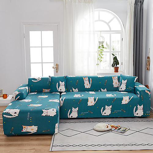 

Cat Print 1-Piece Sofa Cover Couch Cover Furniture Protector Soft Stretch Sofa Slipcover Spandex Jacquard Fabric Super Fit for 1~4 Cushion Couch and L Shape Sofa,Easy to Install(1 Free Cushion Cover)