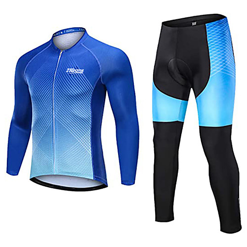 

21Grams Men's Long Sleeve Cycling Jersey with Tights Winter Fleece Blue Gradient Bike Thermal Warm Fleece Lining Breathable Quick Dry Sports Gradient Mountain Bike MTB Road Bike Cycling Clothing