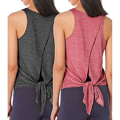 

womens workout tie shirt yoga cropped flowy racerback tank tops exercise casual summer sports loose lounge running activewear