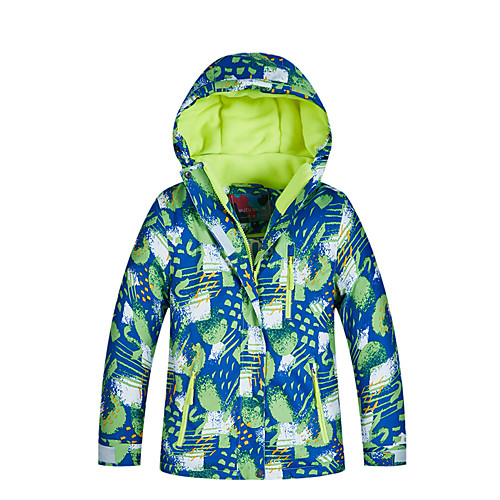 

MUTUSNOW Boys' Ski Jacket Skiing Camping / Hiking Snowboarding Thermal Warm Waterproof Windproof Space Cotton Terylene Flannel Winter Jacket Ski Wear / Kids / Patchwork