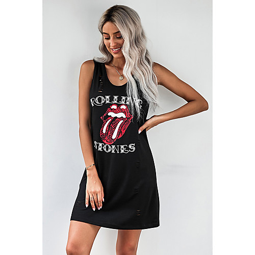 

Women's Sheath Dress Short Mini Dress Black Blue Blushing Pink Green Sleeveless Print Print Summer Round Neck Casual 2021 S M L XL