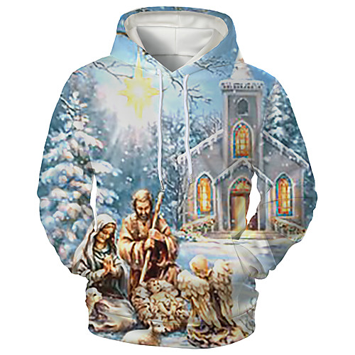 

Men's Pullover Hoodie Sweatshirt Print Graphic 3D Hooded Christmas Daily 3D Print 3D Print Christmas Hoodies Sweatshirts Long Sleeve Light Blue