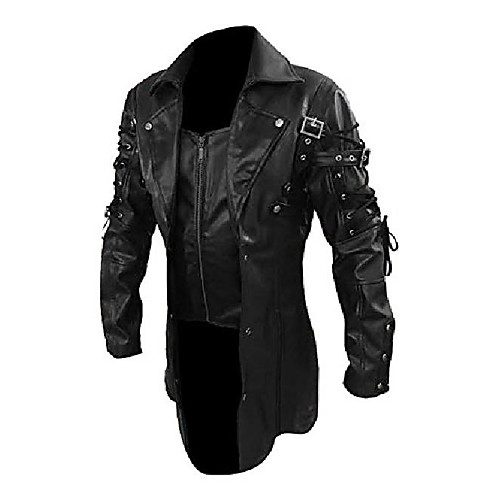 

men's real black goth matrix trench coat steampunk gothic coats jacket