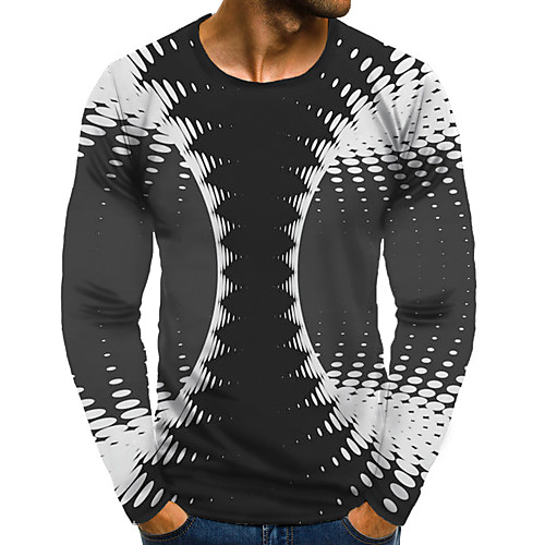 

Men's T shirt 3D Print Graphic 3D Plus Size Print Long Sleeve Daily Tops Elegant Exaggerated Black
