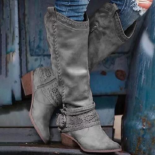 

50% off-last day promotion women's vintage western woven hollow craft multicolor boots - us 8 / gray