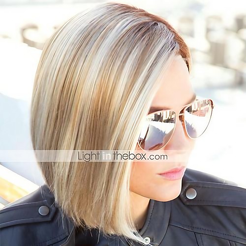 

Synthetic Wig Straight Bob Wig Short Brown Synthetic Hair Women's Fashionable Design Highlighted / Balayage Hair Exquisite Brown