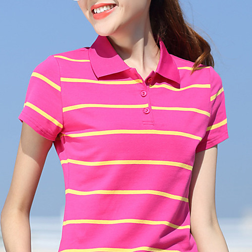 

Women's Golf Polo Shirts Short Sleeve Breathable Quick Dry Soft Sports Outdoor Autumn / Fall Spring Summer Cotton Stripes Purple Red Fuchsia Green Royal Blue / Stretchy
