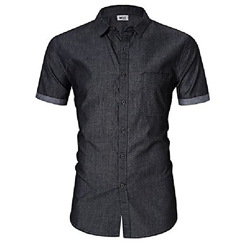 

men's button down shirts short sleeve denim work shirt slim fit dress shirts for men