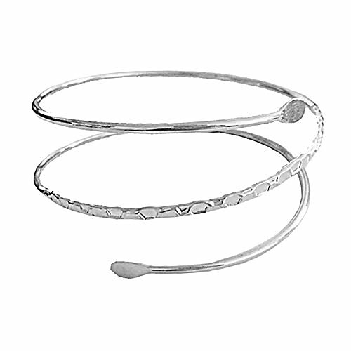 

adjustable minimalist silver metal coil upper arm cuff open arm bracelet armlet armband bangle for women