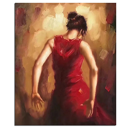 

Oil Painting Hand Painted Vertical Abstract People Comtemporary Modern Rolled Canvas (No Frame)