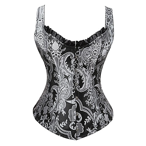 

Women's Buckle Overbust Corset - Printing Blue Silver S M L