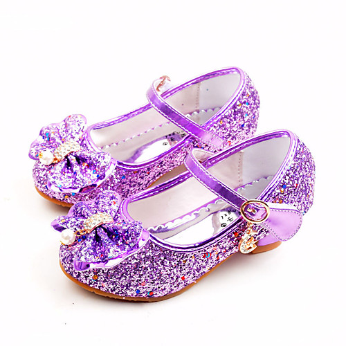 

Girls' Heels Moccasin Flower Girl Shoes Princess Shoes Rubber Patent Leather Little Kids(4-7ys) Big Kids(7years ) Daily Party & Evening Walking Shoes Rhinestone Buckle Sequin Purple Blue Pink Spring