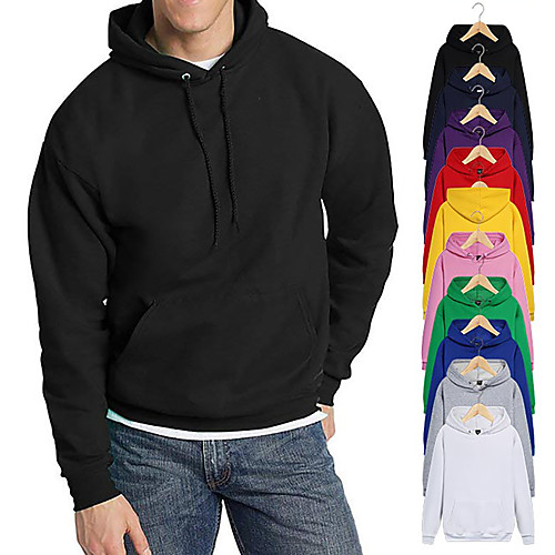 

Men's Pullover Hoodie Sweatshirt Black White Blue Pink Pure Color Pocket Drawstring Cowl Neck Fleece Solid Color Cool Sport Athleisure Top Long Sleeve Breathable Soft Oversized Comfortable Gym Yoga