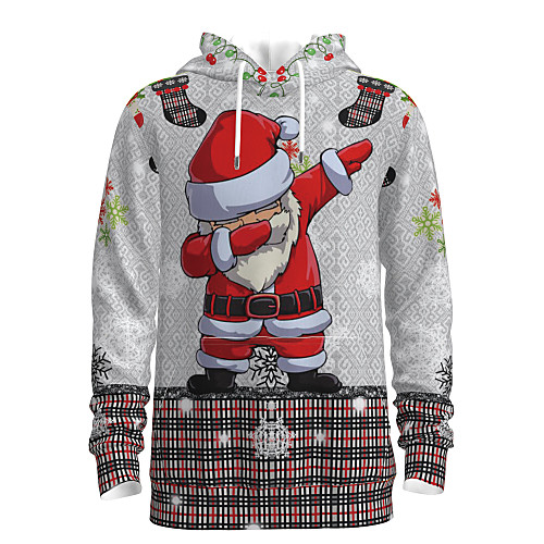 

Men's Pullover Hoodie Sweatshirt 3D Plaid Graphic Hooded Christmas 3D Print Christmas Hoodies Sweatshirts Long Sleeve Light gray