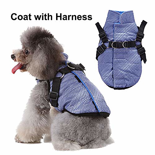 

puppy winter fleece coat with leash ring, dogs cats warm jackets with harness