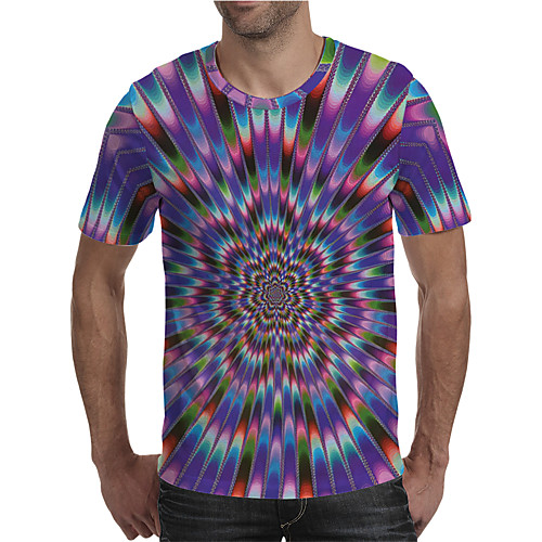 

Men's T shirt 3D Print Graphic Plus Size Print Short Sleeve Daily Tops Elegant Exaggerated Purple