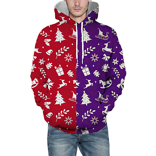 

Men's Pullover Hoodie Sweatshirt Graphic 3D Character Christmas Daily 3D Print Christmas Hoodies Sweatshirts Red