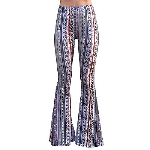 

high waist gypsy comfy yoga ethnic tribal stretch palazzo 70s bell bottom fit to flare pants (xl, indigo)