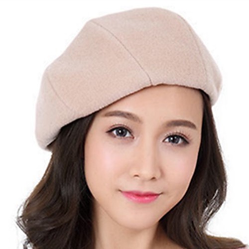 

Women's Hiking Cap Beanie Hat 1 PCS Winter Outdoor Thermal Warm Skull Cap Beanie Solid Color Woolen Cloth Light Yellow Black Red for Fishing Climbing Running