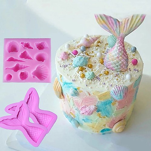 

Mermaid Conch Set Silicone Mold Fish Tail 3-piece Cake Mold Fish Tail Silicone Mold