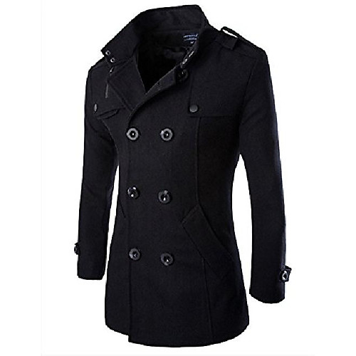 

Men's Solid Color Fall Coat Outdoor clothing Polyester Coat Tops Black