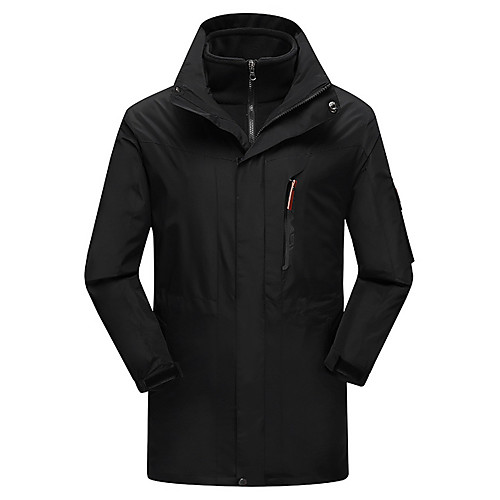 

Men's Hoodie Jacket Hiking Jacket Winter Outdoor Solid Color Thermal Warm Windproof Breathable Rain Waterproof 3-in-1 Jacket Top Single Slider Camping / Hiking Ski / Snowboard Fishing Black Army
