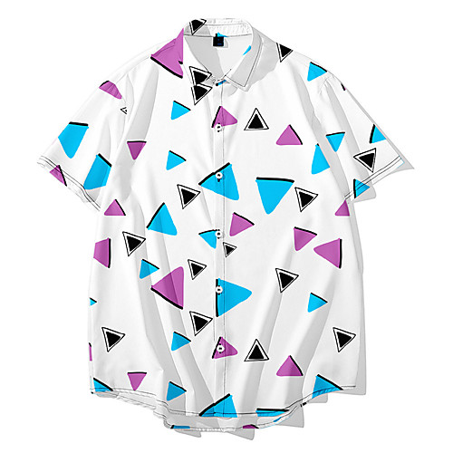 

Men's Shirt 3D Print Graphic Print Short Sleeve Daily Tops Vintage Blue Purple